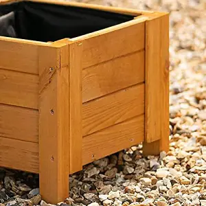 Primrose Natural Wooden Cube Patio Timber Planter Garden Flower Pot Planter 40cm