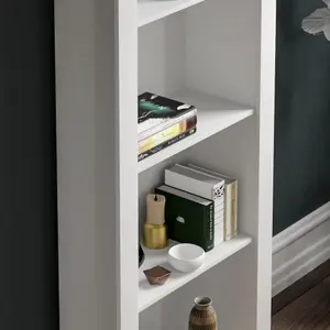 Vida Designs Arlington White 4 Tier Bookcase Freestanding Shelving Unit (H)1400mm (W)600mm (D)240mm