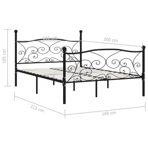 Berkfield Bed Frame with Slatted Base Black Metal 160x200 cm