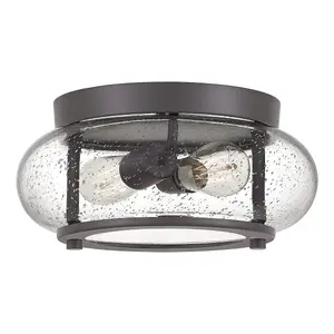 Elstead Trilogy 2 Light Flush Mount, Old Bronze, E27