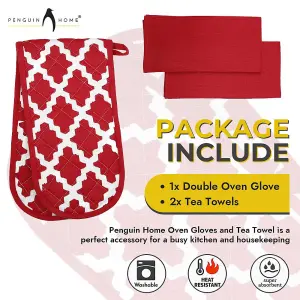 Penguin Home 3 Piece Oven Glove & Tea Towel Set