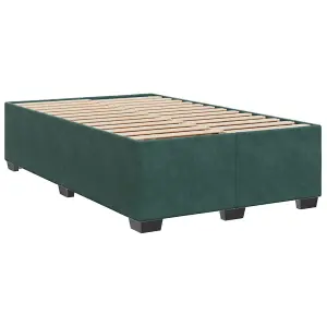 Berkfield Box Spring Bed with Mattress Dark Green 120x200 cm Velvet