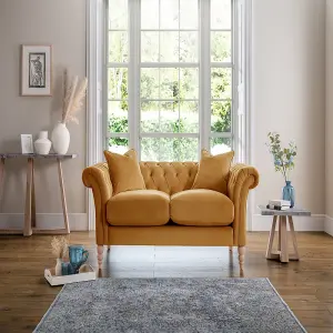 Sofas Express Tulip Ochre Yellow Velvet  2 Seater Sofa