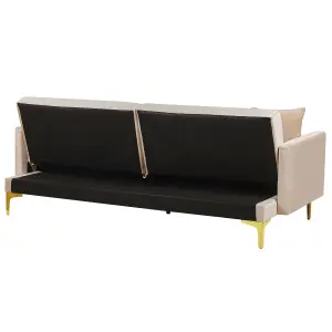 Beliani Retro Sofa Bed LUCAN Beige Velvet