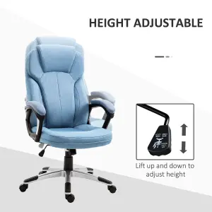 Vinsetto Linen Executive Office Chair Height Adjustable Swivel Chair, Blue