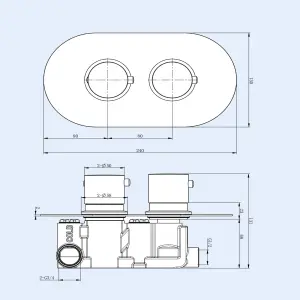 Nes Home Modern Chrome Round 1-Way 2 Dial Concealed Thermostatic Shower Mixer Valve