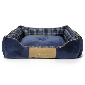 Highland Polyester Pet Bed Blue/Black/Brown / 16cm H x 60cm W x 50cmD