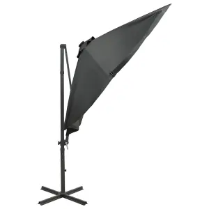 Berkfield Cantilever Umbrella with Pole and LED Lights Anthracite 300 cm