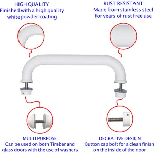 EAI - Pull Handle - Bolt Fixed - 425x25mm - White