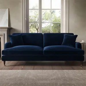 Navy Velvet 4 Seater Sofa - Payton