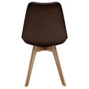 Soho Chocolate Plastic Dining Chair with Squared Light Wood Legs