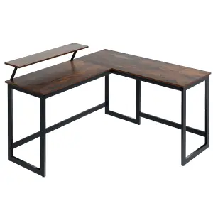 Computer Desk with Self Corner Desk Work Table Home Office Table Industrial Rustic Brown