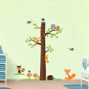 Walplus Wall Stickers Mural Decal Paper Art Fox Tree Height Measure Kids Children Kids Sticker PVC Multicoloured