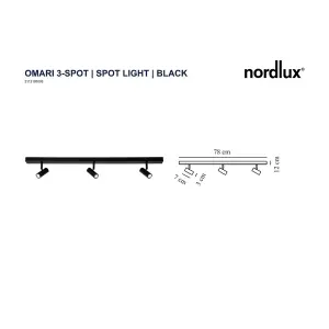 Nordlux Omari 3-Spot Indoor Dining Kitchen Metal Spot Light in Black (Diam) 37.5cm