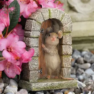 Resin Mouse Door Ornament Home Garden Outdoor Indoor Animal Sculpture