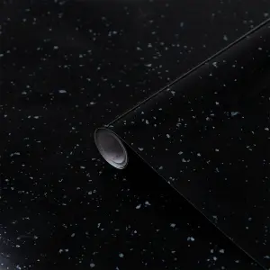 D-C-Fix Gloss Black Granite Self-adhesive Furniture Wrap (L)15m (W)675mm