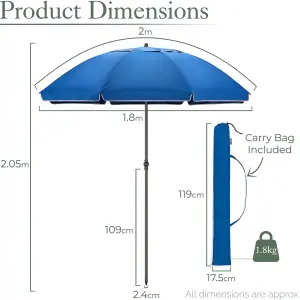 Portable Beach Parasol Tilting - Blue