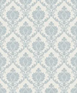 Galerie Italian Classics 4 Blue Cream Italian Damask Embossed Wallpaper