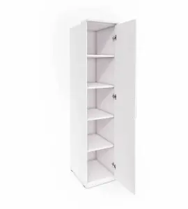 Optima 57 Hinged Wardrobe - Sleek White Gloss with Mirrored Front - W450mm x H2170mm x D630mm