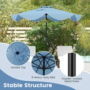 Costway 9FT Patio Umbrella 2-Tier Heavy-Duty Market Table Umbrella Crank Handle