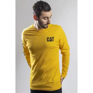 Caterpillar - Trademark Banner Long Sleeve T-Shirt - Yellow - Tee Shirt - M