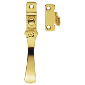 Lockable Victorian Casement Window Fastener 57 x 13mm Polished Brass