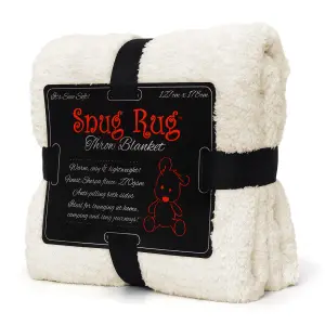 Snug Rug Blanket Luxury Sherpa Fleece Sofa TV Throw Gift Blankets 127x178cm - Cream