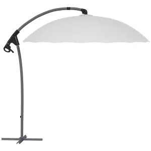 Outsunny 2.7m Cantilever Parasol with Cross Base, Crank Handle, 16 Ribs, Grey