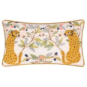 Wylder Mirrored Cheetah Embroidered Feather Filled Cushion