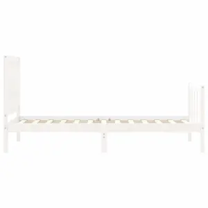 Berkfield Bed Frame with Headboard White 90x200 cm Solid Wood