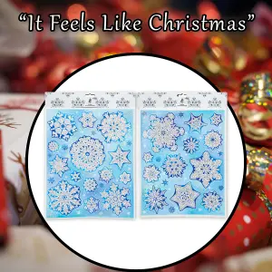 Christmas Stickers Glitter Snowflake 1 x Varied Design 42cm x 30cm Blue