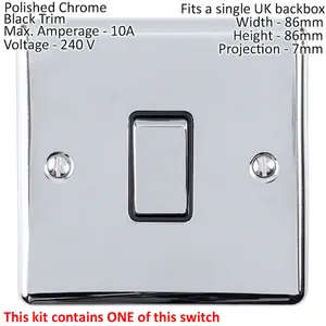 CHROME Bathroom Switch Set - 1x Light & 1x 6A Extractor Fan Isolator Switch