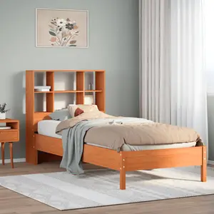 Berkfield Bookcase Bed without Mattress Wax Brown 90x200 cm Solid Wood Pine