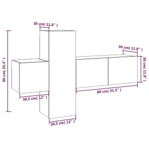 Berkfield 3 Piece TV Cabinet Set Smoked Oak Engineered Wood