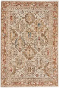 Multicolored Bordered Geometric Luxurious Traditional Persian Rug for Living Room, Bedroom - 160cm X 234cm