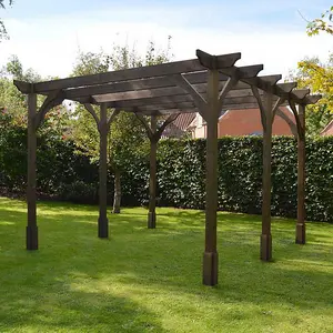 Premium Pergola 6 Posts - Wood - L300 x W720 x H270 cm - Rustic Brown