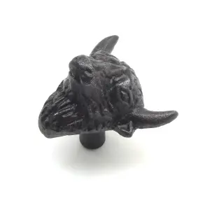 Oakcrafts - Small Antique Cast Iron Highland Cow Cabinet Knob - Approx 50mm - Pack of 2