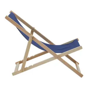 Interiors by Premier Blue Deck Chair, Water-resistant Small Outdoor Deck Chair, Built Last Lawn Chair, Foldable Wooden Deck Chair