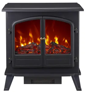 Focal Point Weybourne 1850W Matt Black Electric Stove (H)670mm (W)635mm