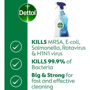 Dettol Power and Pure Antibacterial Bathroom Cleaner Spray 1 L (Pack of 6)