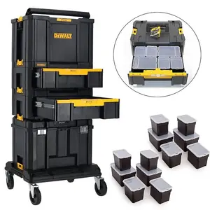 Dewalt 5 Piece Tstak Tower 2 Drawer Units Deep Case + Tote Wheeled Cart Trolley