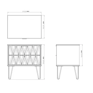 Diamond Ready assembled Matt white 2 Drawer Bedside chest (H)525mm (W)570mm (D)395mm