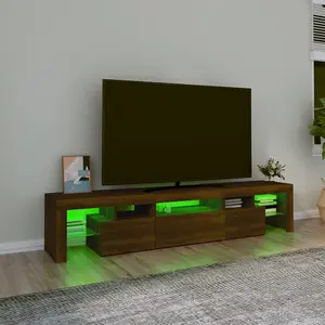 Berkfield TV Cabinet with LED Lights Brown Oak 200x36.5x40 cm