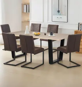 Hallowood Furniture Dudley 1.8m Dining Table Set with 6 Deluxe Leather Effect Chairs