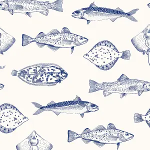 Joules Blue Fish Smooth Wallpaper