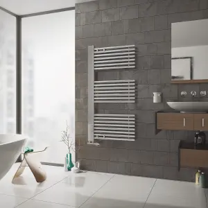 Agadon Janus 1190 x 600 mm Chrome Towel Radiator - 1164 BTU - 5 Years Guarantee