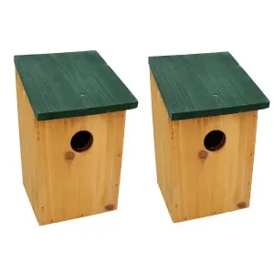 2 x Wild Bird Nesting Nest Box Hotel Wooden Fully Treated With 30mm Diameter Hole