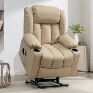 Sheridan Dual Motor Electric Riser Recliner with Massage and Heat - Cream