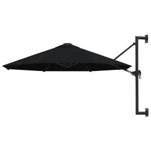 Berkfield Wall-Mounted Parasol with Metal Pole 300 cm Black