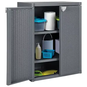 Berkfield Garden Storage Cabinet Grey 65x45x88 cm PP Rattan